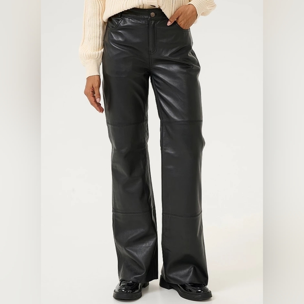 Culture CUCLAUDETTE CANJA Black Leather Pant SIZE 38